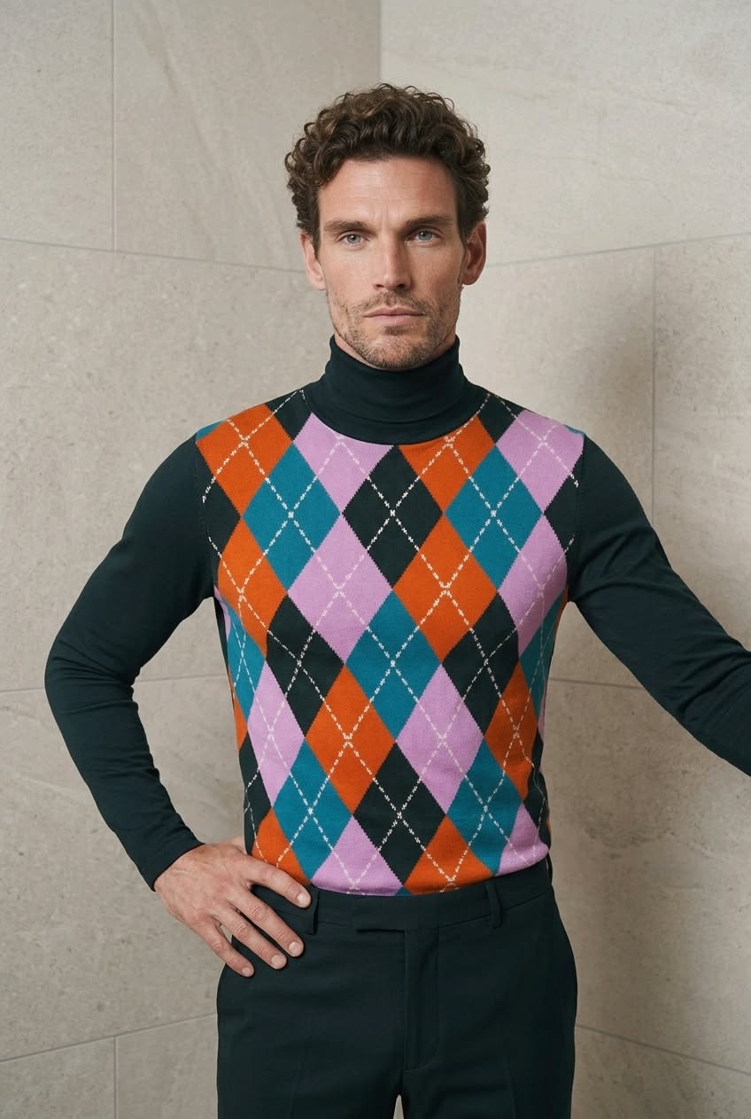 Mens slim fit roll neck